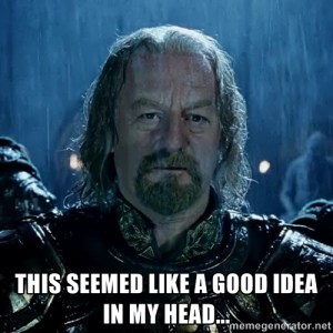 Me trying to write fantasy. Or historical fiction. Or a blog post.